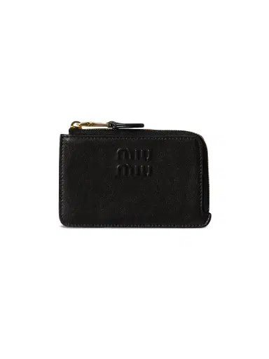 Miu Miu Women's Nappa Leather Envelope Card Holder - Black | Thumbnail 1