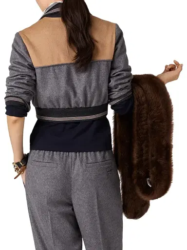Miu Miu Women's Velour Blouson Zipper Jacket - Grey - Size 2 | Thumbnail 4 Miu Miu Women's Velour Blouson Zipper Jacket - Grey - Size 2 | Thumbnail 4