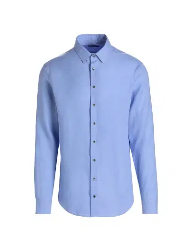 Giorgio Armani Men's Solid Linen Shirt - Light Blue - Size 18.5 | Thumbnail 1 Giorgio Armani Men's Solid Linen Shirt - Light Blue - Size 18.5 | Thumbnail 1