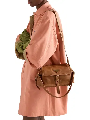 Prada Women's Medium Explore Nappa Leather Shoulder Bag with Flap - Medium Brown | Thumbnail 3 Prada Women's Medium Explore Nappa Leather Shoulder Bag with Flap - Medium Brown | Thumbnail 3