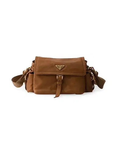 Prada Women's Medium Explore Nappa Leather Shoulder Bag with Flap - Medium Brown | Thumbnail 1 Prada Women's Medium Explore Nappa Leather Shoulder Bag with Flap - Medium Brown | Thumbnail 1