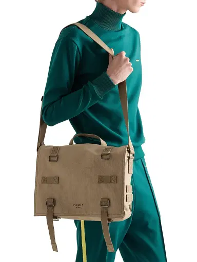 Prada Men's Canvas Shoulder Bag - Beige Khaki | Thumbnail 2