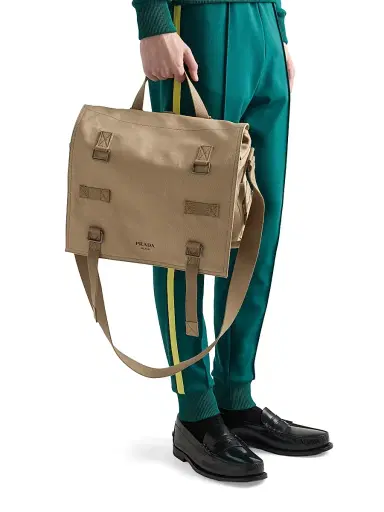 Prada Men's Canvas Shoulder Bag - Beige Khaki | Thumbnail 3