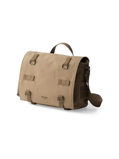 Prada Men's Canvas Shoulder Bag - Beige Khaki | Thumbnail 4