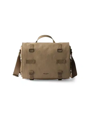 Prada Men's Canvas Shoulder Bag - Beige Khaki | Thumbnail 1