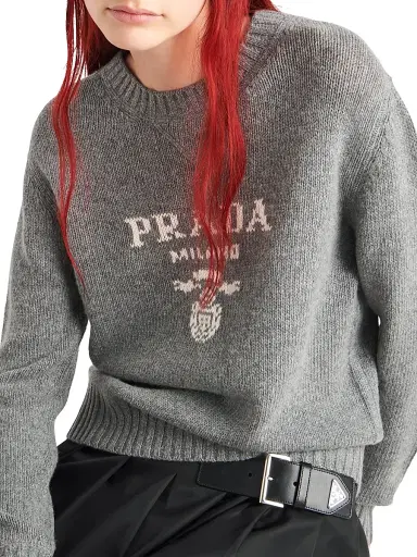 Prada Women's Cashmere and Wool Crew-Neck Sweater - Grey - Size 8 | Thumbnail 3 Prada Women's Cashmere and Wool Crew-Neck Sweater - Grey - Size 8 | Thumbnail 3