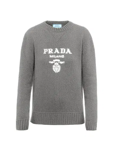 Prada Women's Cashmere and Wool Crew-Neck Sweater - Grey - Size 8 | Thumbnail 1 Prada Women's Cashmere and Wool Crew-Neck Sweater - Grey - Size 8 | Thumbnail 1