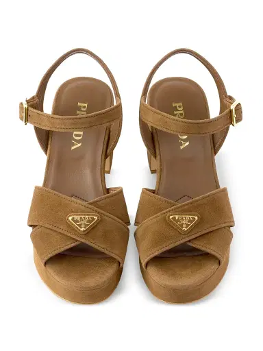 Prada Women's Suede Platform Sandals - Light Brown - Size 11 | Thumbnail 2