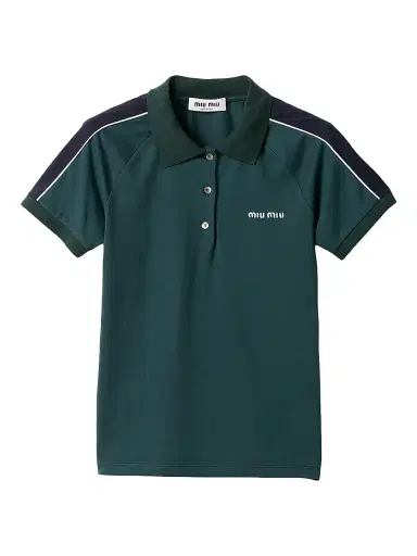 Miu Miu Women's Cotton Jersey Polo Shirt - Green - Size XXL | Thumbnail 1 Miu Miu Women's Cotton Jersey Polo Shirt - Green - Size XXL | Thumbnail 1
