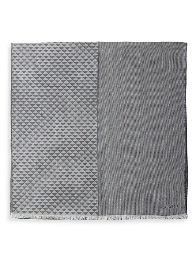 Prada Men's Cashmere, Wool and Silk Scarf - Blue