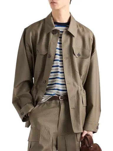 Prada Men's Striped Cotton T-Shirt - Beige Blue | Thumbnail 2