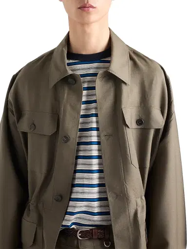 Prada Men's Striped Cotton T-Shirt - Beige Blue | Thumbnail 4