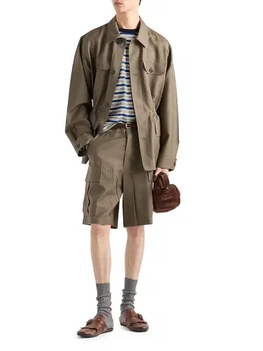Prada Men's Striped Cotton T-Shirt - Beige Blue | Thumbnail 6