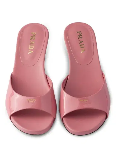 Prada Women's Patent Leather Kitten Heel Sandals - Pink | Thumbnail 2 Prada Women's Patent Leather Kitten Heel Sandals - Pink | Thumbnail 2