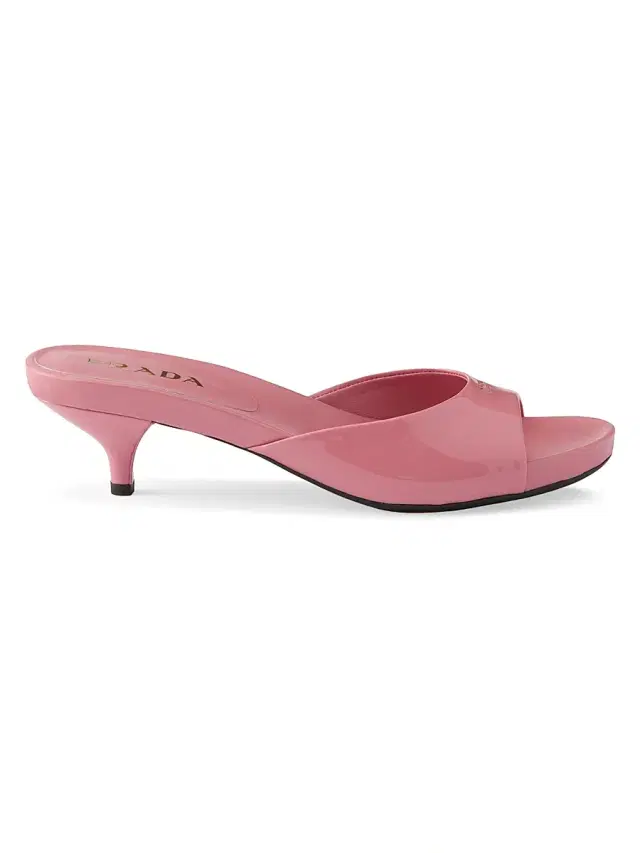 Women's Patent Leather Kitten Heel Sandals - Pink