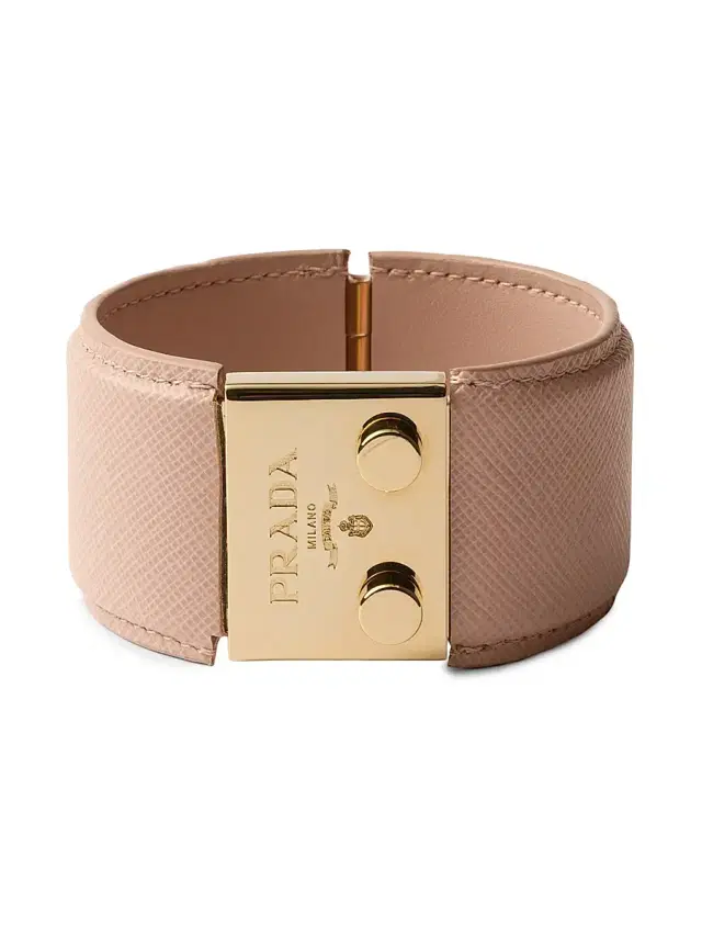 Women's Metal and Saffiano Leather Bracelet - Soft Pink
