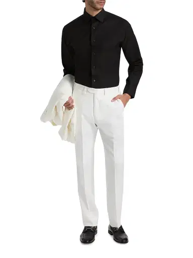 Emporio Armani Men's Slim-Straight Trousers - White | Thumbnail 2