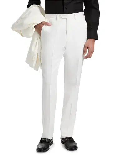Emporio Armani Men's Slim-Straight Trousers - White | Thumbnail 3