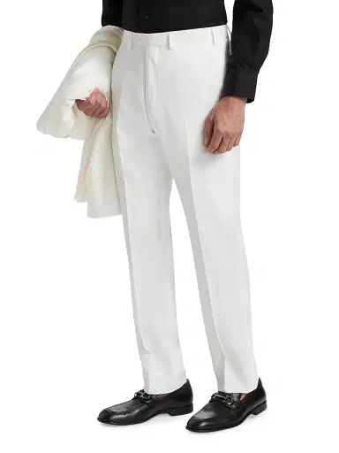 Emporio Armani Men's Slim-Straight Trousers - White | Thumbnail 4