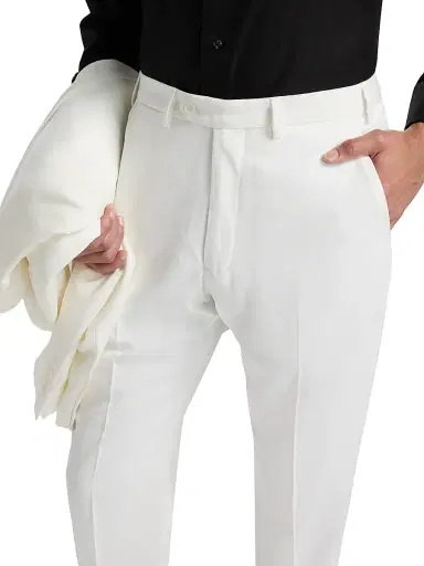 Emporio Armani Men's Slim-Straight Trousers - White | Thumbnail 6