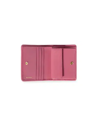 Miu Miu Women's Small Matelassé Nappa Leather Wallet - Pink | Thumbnail 2 Miu Miu Women's Small Matelassé Nappa Leather Wallet - Pink | Thumbnail 2