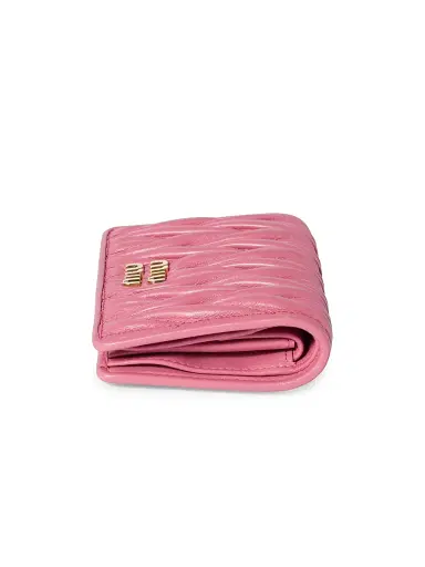 Miu Miu Women's Small Matelassé Nappa Leather Wallet - Pink | Thumbnail 4 Miu Miu Women's Small Matelassé Nappa Leather Wallet - Pink | Thumbnail 4