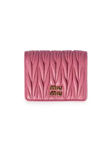 Miu Miu Women's Small Matelassé Nappa Leather Wallet - Pink | Thumbnail 1 Miu Miu Women's Small Matelassé Nappa Leather Wallet - Pink | Thumbnail 1