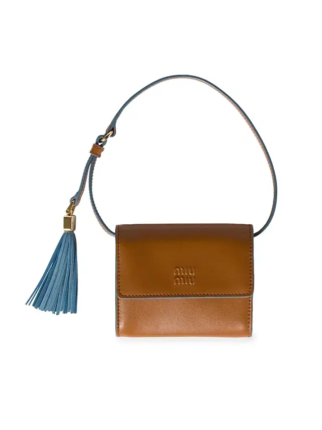 Miu Miu Women's Leather Wallet with Shoulder Strap - Brown