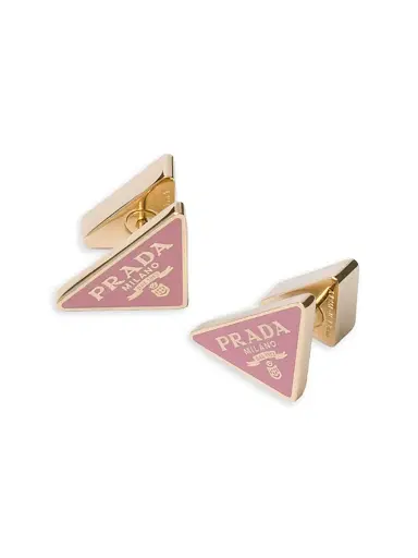 Prada Women's Enameled Metal Earrings - Pink Gold | Thumbnail 1 Prada Women's Enameled Metal Earrings - Pink Gold | Thumbnail 1