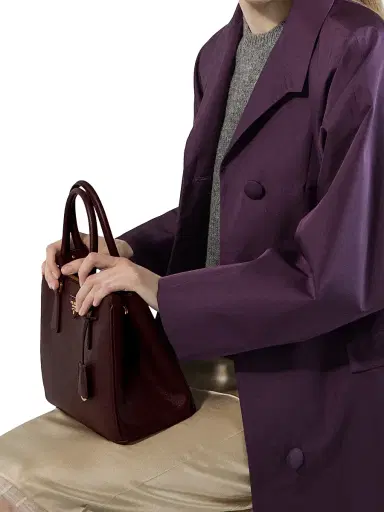 Prada Women's Medium Galleria Saffiano Leather Top Handle Bag - Dark Red | Thumbnail 3