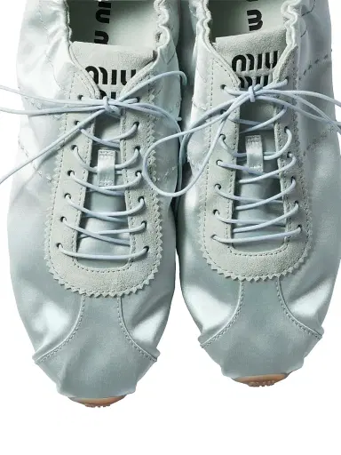 Miu Miu Women's Plume Satin Sneakers - Light Green - Size 10.5 | Thumbnail 2