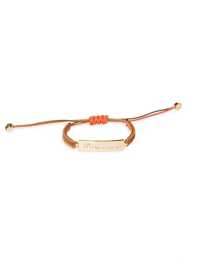 Women's Cotton and Metal Bracelet - Orange