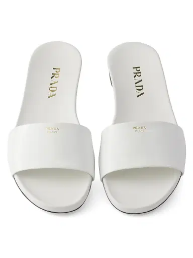 Prada Women's Patent Leather Slides - White | Thumbnail 3