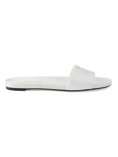 Prada Women's Patent Leather Slides - White | Thumbnail 1