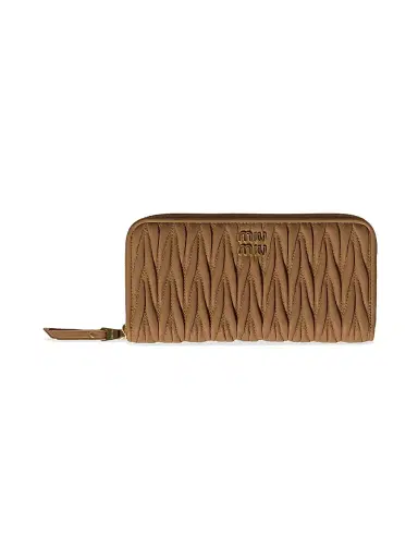 Miu Miu Women's Large Matelassé Nappa Leather Wallet - Brown | Thumbnail 1