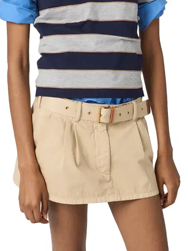 Miu Miu Women's Old Gabardine Mini Skirt - Beige Khaki - Size 6 | Thumbnail 2 Miu Miu Women's Old Gabardine Mini Skirt - Beige Khaki - Size 6 | Thumbnail 2