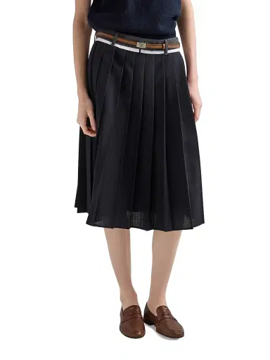 Prada Women's Pleated Rush Stitch Midi Skirt - Navy Blue - Size 6 | Thumbnail 4 Prada Women's Pleated Rush Stitch Midi Skirt - Navy Blue - Size 6 | Thumbnail 4