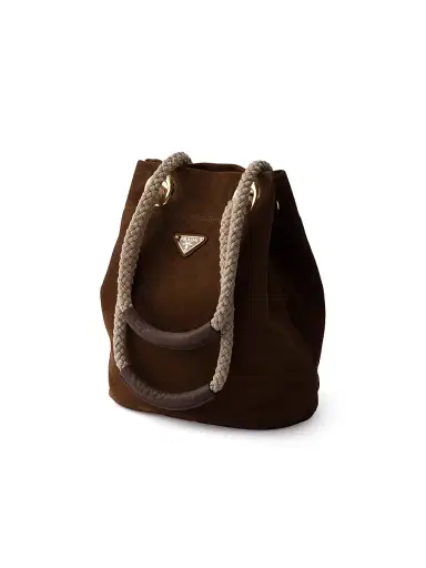 Prada Women's Mariner Suede Bucket Bag - Dark Brown | Thumbnail 2 Prada Women's Mariner Suede Bucket Bag - Dark Brown | Thumbnail 2