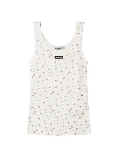 Miu Miu Women's Ribbed Jersey Tank Top - White Tobacco - Size Large | Thumbnail 1