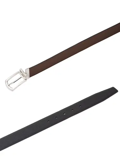 Prada Men's Reversible Saffiano Leather Belt - Black Brown | Thumbnail 2