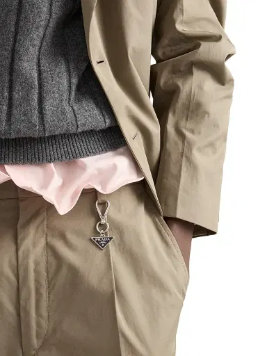 Prada Men's Cotton Pants with Key Ring - Grey | Thumbnail 5 Prada Men's Cotton Pants with Key Ring - Grey | Thumbnail 5