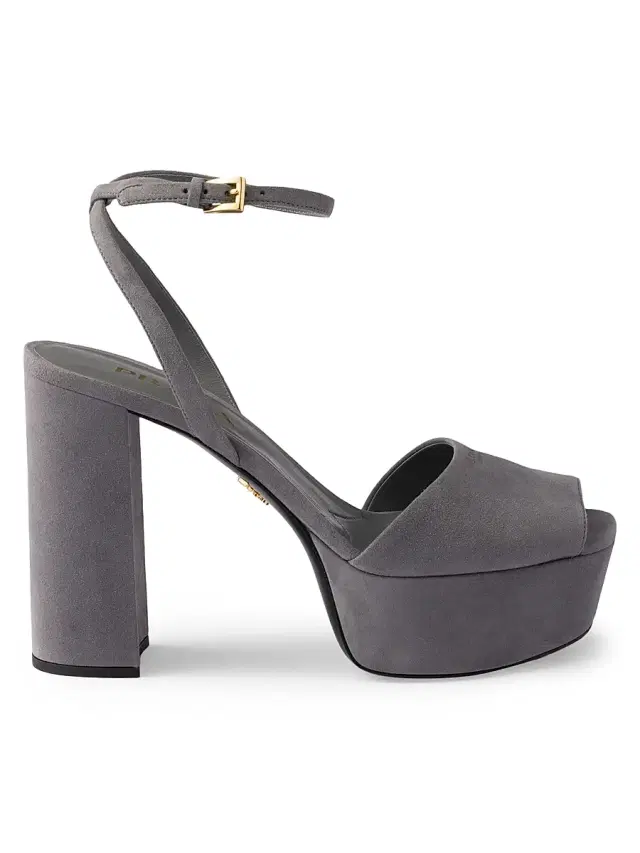 Women's Suede Platform Sandals - Grey