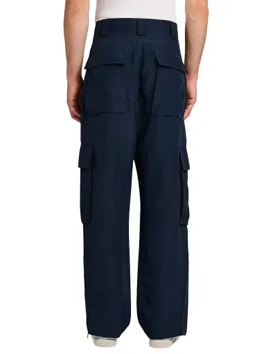 Giorgio Armani Men's Pleated Linen-Blend Cargo Trousers - Navy - Size 38 | Thumbnail 5