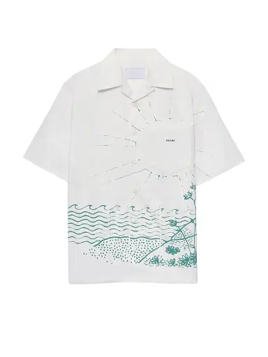 Prada Men's Cotton Bowling Shirt | Thumbnail 1 Prada Men's Cotton Bowling Shirt | Thumbnail 1