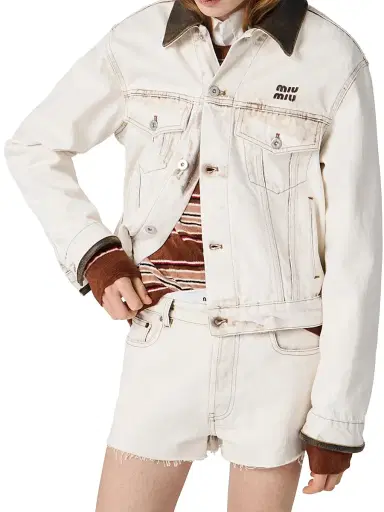 Miu Miu Women's Denim Blouson Jacket | Thumbnail 4 Miu Miu Women's Denim Blouson Jacket | Thumbnail 4
