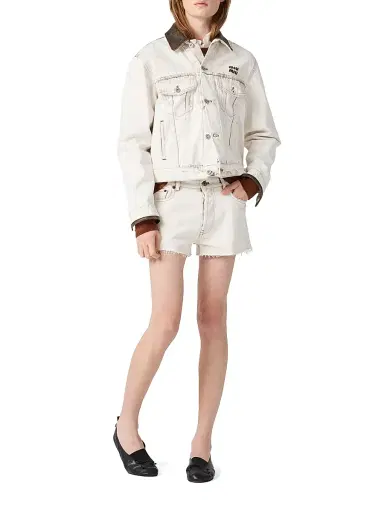 Miu Miu Women's Denim Blouson Jacket - White - Size 6 | Thumbnail 7 Miu Miu Women's Denim Blouson Jacket - White - Size 6 | Thumbnail 7