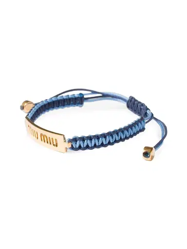 Miu Miu Women's Cotton and Metal Bracelet - Blue | Thumbnail 2