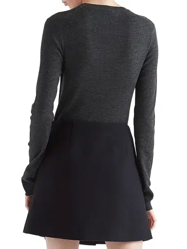 Prada Women's Superfine Wool Crew-Neck Sweater - Grey - Size 8 | Thumbnail 5 Prada Women's Superfine Wool Crew-Neck Sweater - Grey - Size 8 | Thumbnail 5