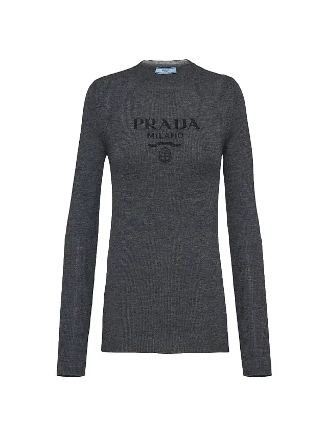 Prada Women's Superfine Wool Crew-Neck Sweater - Grey