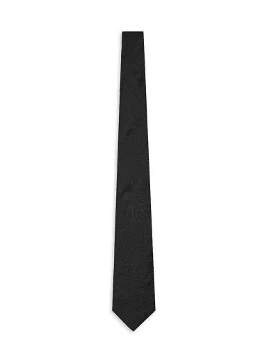Giorgio Armani Men's Jacquard Silk Tie - Black | Thumbnail 1